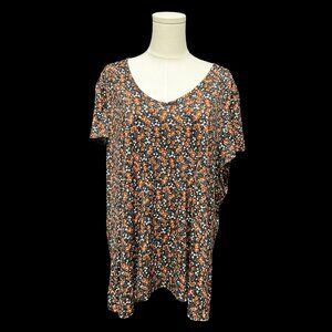 Black/Brown Floral Print V-Neck Blouse